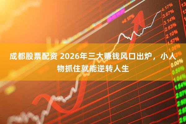 成都股票配资 2026年三大赚钱风口出炉，小人物抓住就能逆转人生